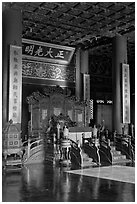 Throne inside Palace of Heavenly Purity, Forbidden City. Beijing, China ( black and white)