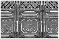 Door detail, imperial architecture, Forbidden City. Beijing, China (black and white)