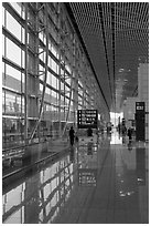 Departure area, Capital International Airport. Beijing, China (black and white)