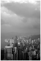 Hong-Kong citiscape from Victoria Peak, sunset. Hong-Kong, China ( black and white)