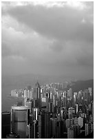 Hong-Kong citiscape from Victoria Peak, sunset. Hong-Kong, China (black and white)