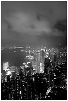 Hong-Kong city lights from Victoria Peak. Hong-Kong, China ( black and white)