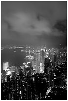 Hong-Kong city lights from Victoria Peak. Hong-Kong, China (black and white)