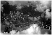 Aerial view of Kowloon. Hong-Kong, China (black and white)