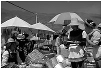 Monday village market. Shaping, Yunnan, China (black and white)