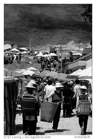 Periphery of  Monday market frequented by hill tribespeople. Shaping, Yunnan, China