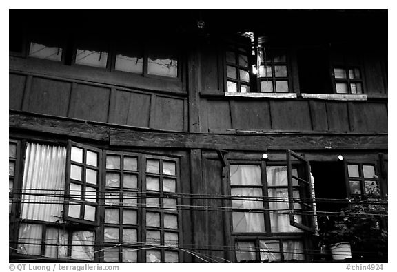 Detail of old wooden house. Kunming, Yunnan, China