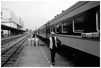 Heikou-Kunming train comming from the Vietnamese border. (black and white)