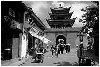 Wuhua Lou gate. Dali, Yunnan, China (black and white)