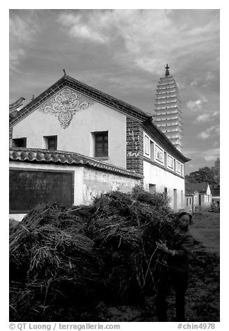 Rural activity in a street close to the Three Pagodas. Dali, Yunnan, China