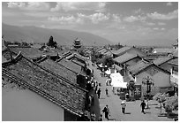 Fuxing Lu seen from the South Gate. Dali, Yunnan, China ( black and white)