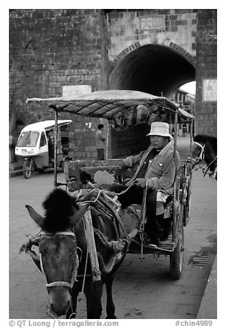 Horse carriage next to the North gate. Dali, Yunnan, China