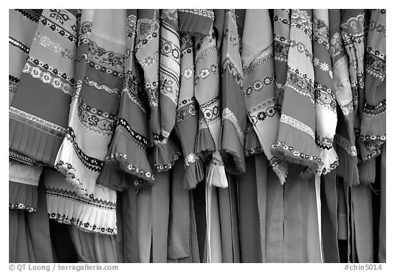 Sani dresses for sale. Shilin, Yunnan, China (black and white)