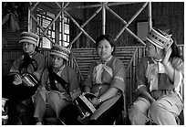 Sani women. Shilin, Yunnan, China (black and white)