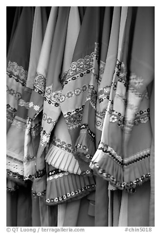 Sani dresses for sale. Shilin, Yunnan, China (black and white)