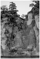 Da Fo (Grand Buddha) seen from the river. Leshan, Sichuan, China (black and white)