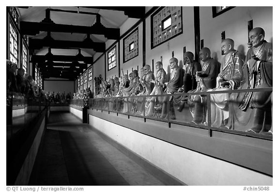 Some of the 1000 Terracotta arhat monks in Luohan Hall. Leshan, Sichuan, China