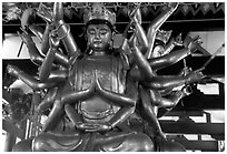 Statue of Avalokiteshvara, the Bodhisattva of Mercy inside Luohan Hall. Leshan, Sichuan, China (black and white)