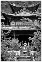 Ming dynasty Wufeng Lou (Five Phoenix Hall), a 20m high edifice dating from 1600. Lijiang, Yunnan, China ( black and white)