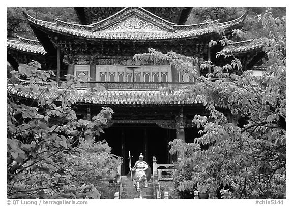 Ming dynasty Wufeng Lou (Five Phoenix Hall), a 20m high edifice dating from 1600. Lijiang, Yunnan, China (black and white)