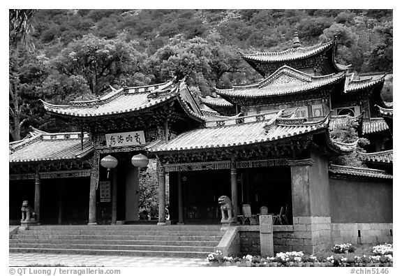 Ming dynasty Wufeng Lou (Five Phoenix Hall). Lijiang, Yunnan, China (black and white)