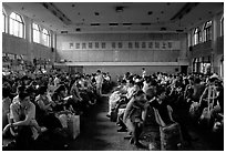 Waiting at the Panzhihua (Jingjiang) train station. (black and white)