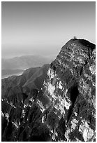 Wanfo Ding  temple perched on a precipituous cliff. Emei Shan, Sichuan, China (black and white)