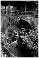 Covered bridge between Qingyin and Hongchunping. Emei Shan, Sichuan, China ( black and white)