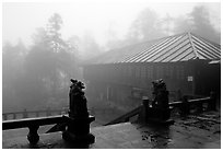 Xiangfeng temple in mist. Emei Shan, Sichuan, China (black and white)