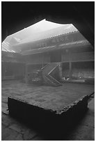 Courtyard inside  Xiangfeng temple. Emei Shan, Sichuan, China (black and white)