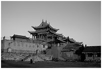 Jinding Si temple,  evening. Emei Shan, Sichuan, China (black and white)