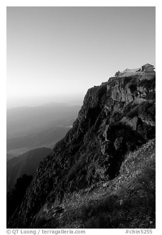 Sunrise on Jinding Si (Golden Summit), perched on a steep cliff. Emei Shan, Sichuan, China