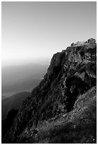 Sunrise on Jinding Si (Golden Summit), perched on a steep cliff. Emei Shan, Sichuan, China ( black and white)