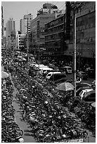 Bicycle parking lot. Chengdu, Sichuan, China (black and white)