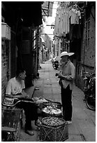 Narrow backstreet. Guangzhou, Guangdong, China ( black and white)