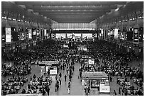 Hongqiao Railway Station main hall. Shanghai, China ( black and white)