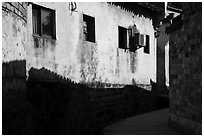 Roof shadows and wall. Xidi Village, Anhui, China ( black and white)