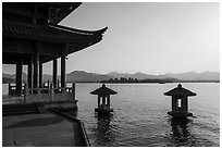 Cuiguang Pavilion, West Lake. Hangzhou, China ( black and white)