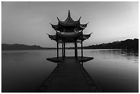 Tinwanqishe Pavilion at dawn, West Lake. Hangzhou, China ( black and white)