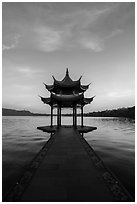 Jixianting at sunrise, West Lake. Hangzhou, China ( black and white)