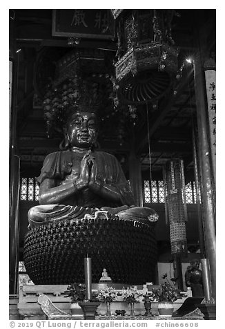 Large Buddha Statue, Jingci Temple. Hangzhou, China (black and white)