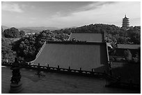 Leifeng Pagoda and lake from Jingci Temple. Hangzhou, China ( black and white)