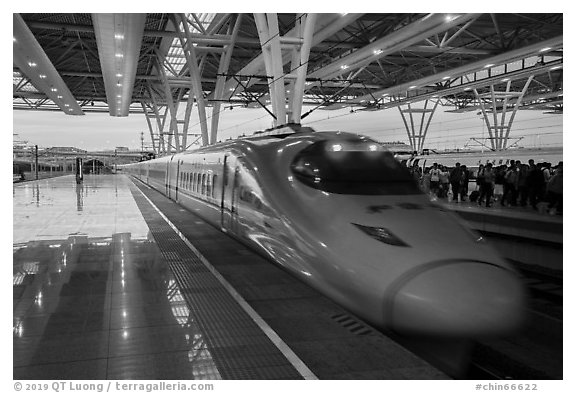Bullet train. Shanghai, China (black and white)