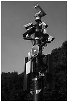 Surveillance cameras and speakers, the Bund. Shanghai, China ( black and white)