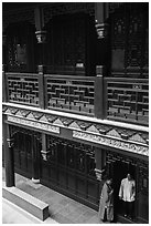 Priest, Dajing Taoist temple. Shanghai, China ( black and white)