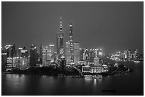 Shanghai skyline at dusk from above. Shanghai, China ( black and white)