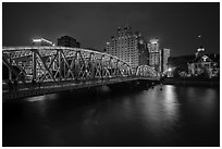 Garden Bridge at night. Shanghai, China ( black and white)