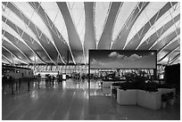 Sky panel in Pudong Airport. Shanghai, China ( black and white)