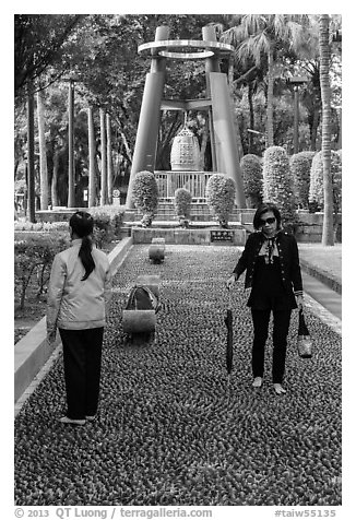 Foot massage path, 2-28 Peace Park. Taipei, Taiwan (black and white)