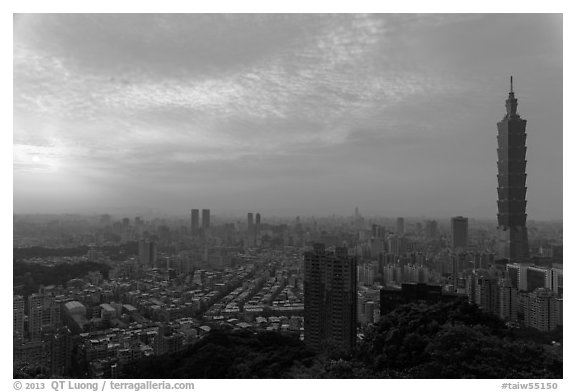 Taipei skyline from above at sunset. Taipei, Taiwan